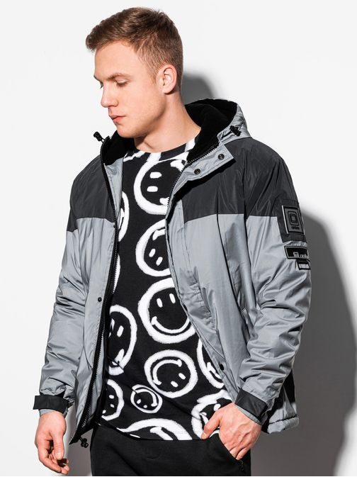 Reflexná zimná bunda v šedej farbe C462