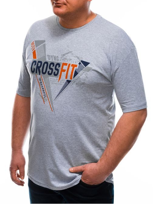 Šedé Plus Size tričko s potlačou CrossFit S1672