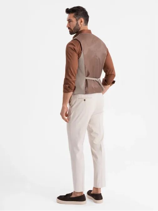 Módna pánska béžová vesta V1 BLZV-0142