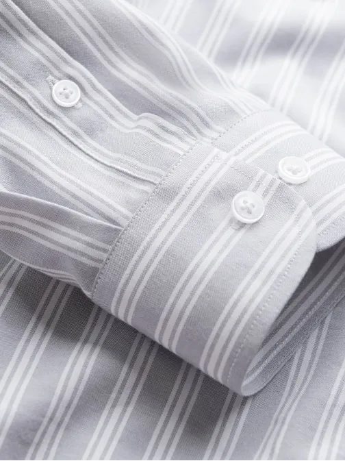 Šedá košeľa s drobnými pruhmi V1 SHOS-0171