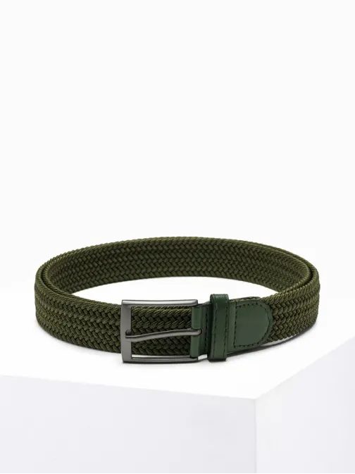 Pánsky pletený opasok v khaki farbe A830
