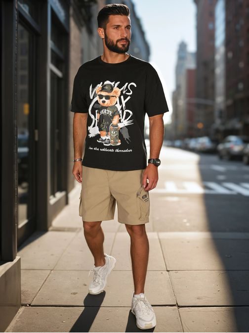 Čierne pánske tričko s originálnou potlačou