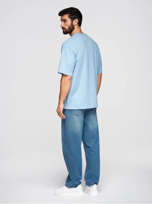 Trojbalenie mix oversize tričiek čierne/svetlo-modré/biele TSBC-0291