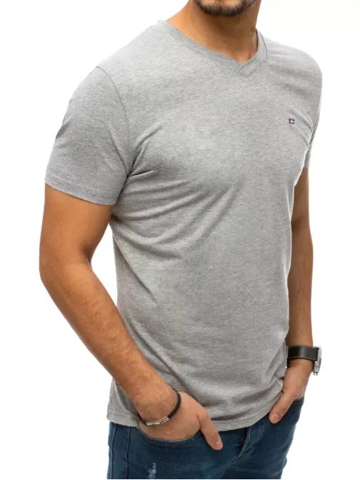 Štýlové tričko v šedej farbe s V-výstrihom