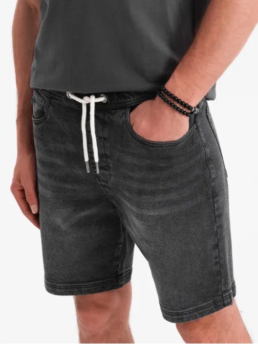 Pánske čierne rifľové kraťasy V4 SRDS-0192