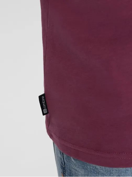 Trendy tričko s ozdobným vreckom tmavo ružové V5 TSCT-0109