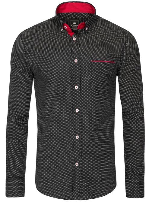 Trendy bodkovaná košeľa BLACK ROCK 6515 čierna