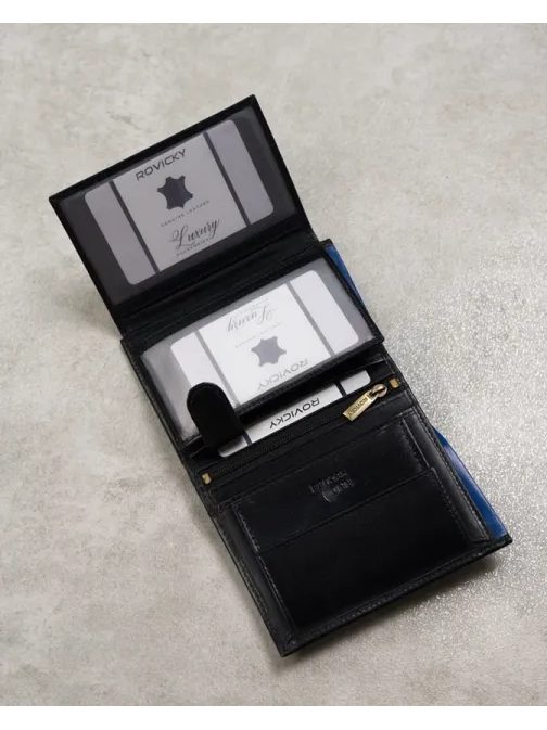 Moderná čierna pánska peňaženka na výšku