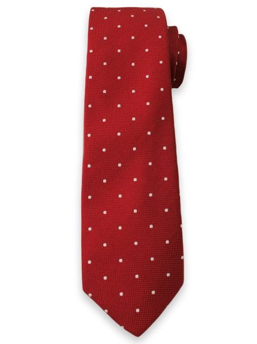 Tmavo červená bodkovaná pánska kravata
