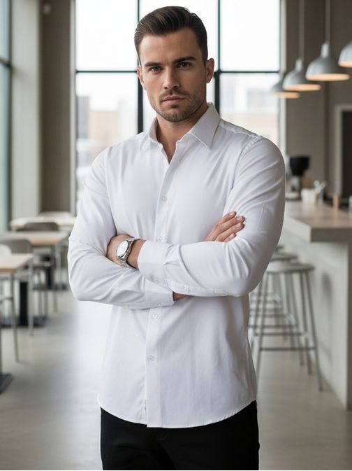 Elegantná biela pánska košeľa