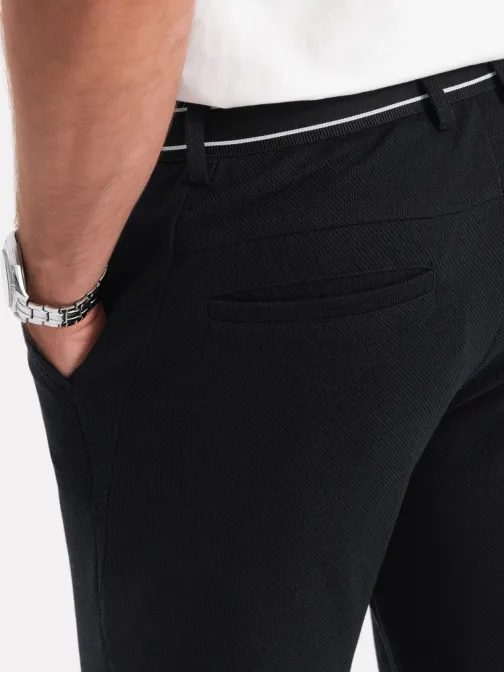 Trendy čierne nohavice s pružným pásom V4 PACP-0116