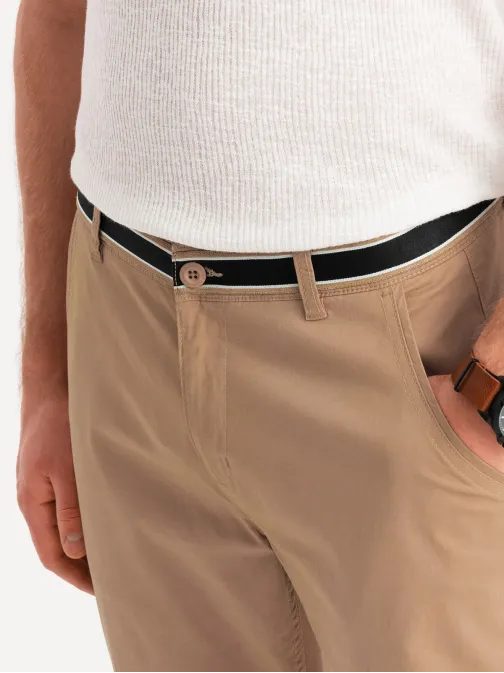 Pieskové chinos nohavice s ozdobným pásom V5 PACP-0118