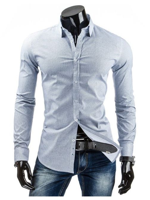 Jednoduchá vzorovaná slabo-modrá košeľa pre pánov