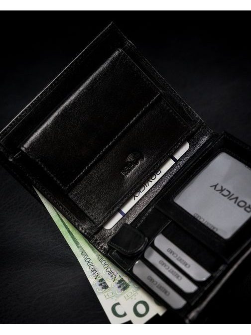 Čierna kožená elegantná peňaženka Rovicky