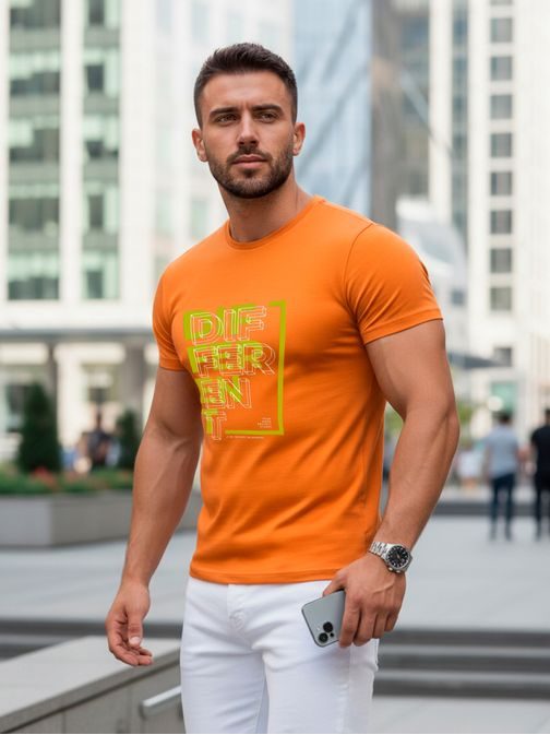 Oranžové pánske tričko s nápisom DIFFERENT