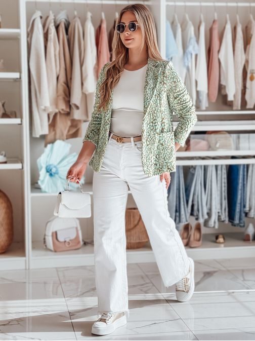 Vzorované dámske sako mätovej farby MARABELL