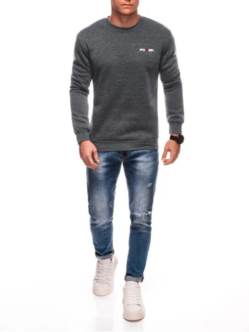 Šedá pánska mikina s nápisom Power B1706