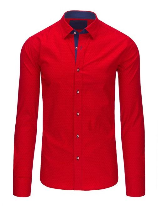 Vzorovaná červená košeľa s dlhým rukávom