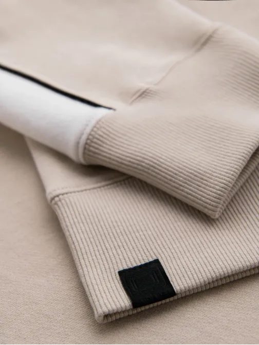 Nadčasová béžová pánska mikina V2 SSNZ-0225