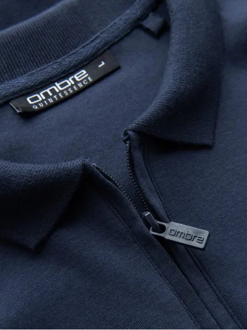 Pánska tmavomodrá polokošeľa na zips V7 POLS-0130