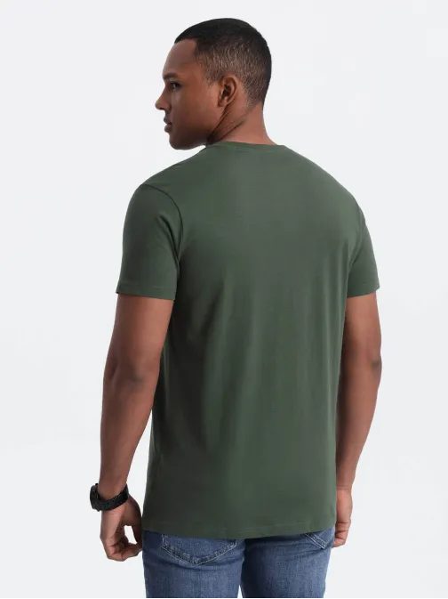 Trendy tričko s ozdobným vreckom olivové V4 TSCT-0109