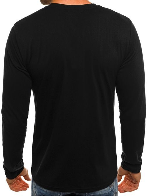 Jednoduché čierne tričko s potlačou J.STYLE SX047