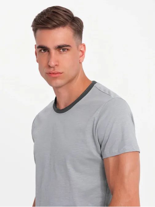 Trendy šedé tričko bez potlače V1 TSCT-22SS-004