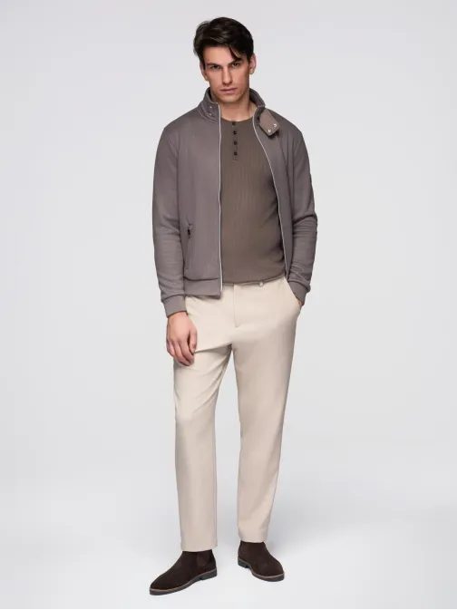 Popolavá pletená bunda s vysokým golierom V2 C645