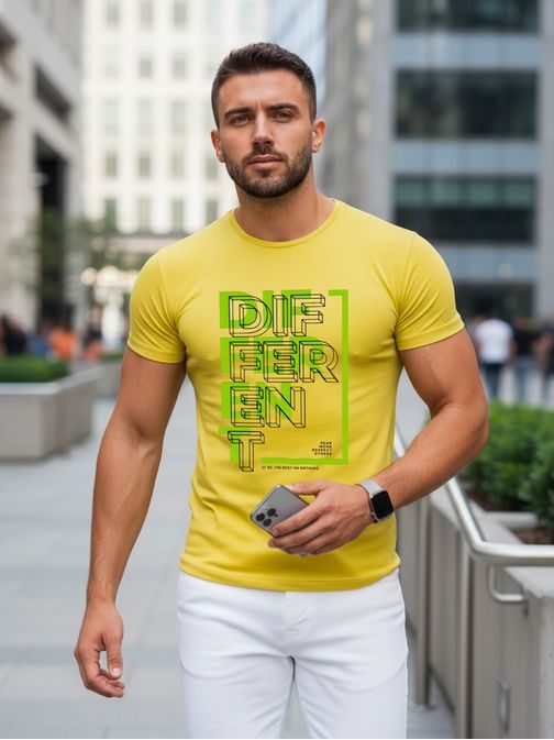 Žlté pánske tričko s nápisom DIFFERENT