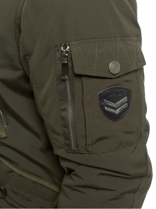 Khaki bomber bunda s kapucňou X-FEEL 88662