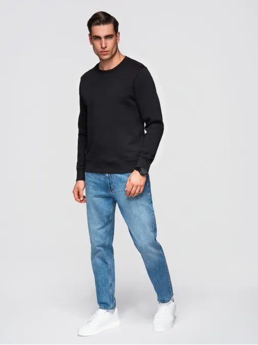 Módna čierna mikina bez kapucne V5 SSBN-0271