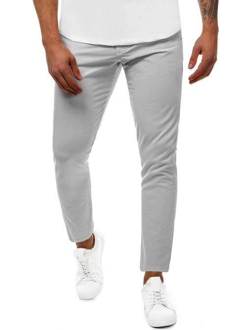 Moderné šedé pánske chinos nohavice B/77005