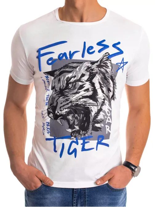 Biele tričko s potlačou Tiger