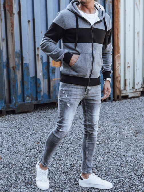 Tmavošedá pánska mikina v modernom dizajne