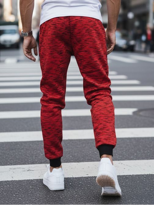 Trendové červené pánske teplákové nohavice