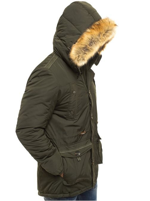 Khaki parka s ozdobným prešitím J.BOYZ X1018K