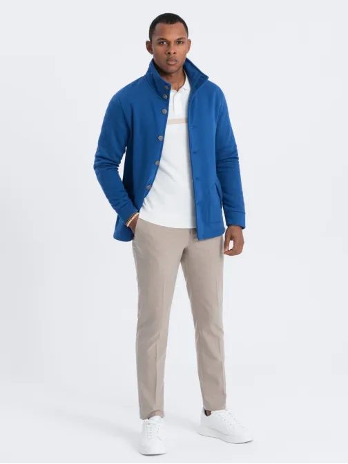 Módna modrá mikina na gombíky V1 SSZP-0171