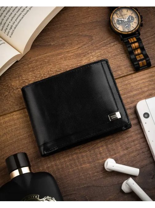 Elegantná kožená čierna peňaženka Rovicky