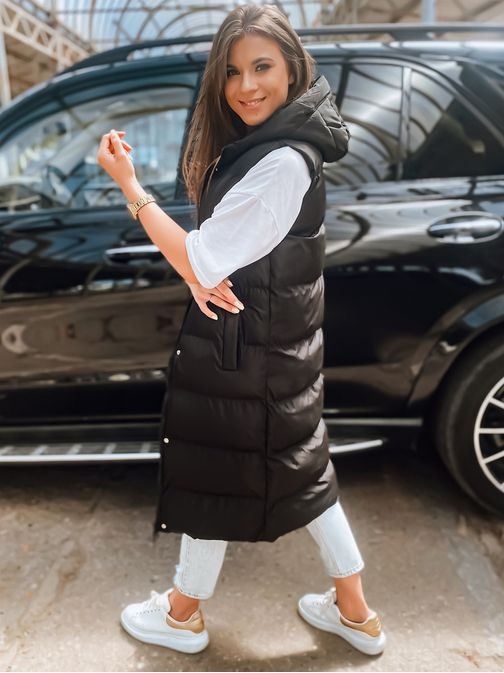 Prešívaná dámska vesta v čiernej farbe Ella