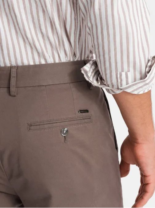 Chinos hnedé nohavice klasického strihu V1 PACP-0183