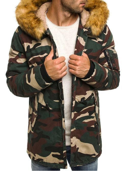 Jedinečná zimná bunda s kožušinovou kapucňou OZONEE 3162  MORO
