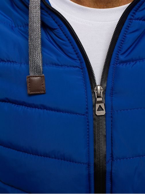 Štýlová modrá vesta s teplákovou kapucňou J.BOYZ X1007K