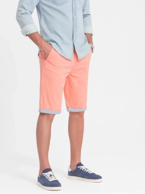 Lososové chinos kraťasy s lemom V9 W421