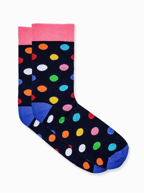 Modré ponožky s farebnými bodkami U45