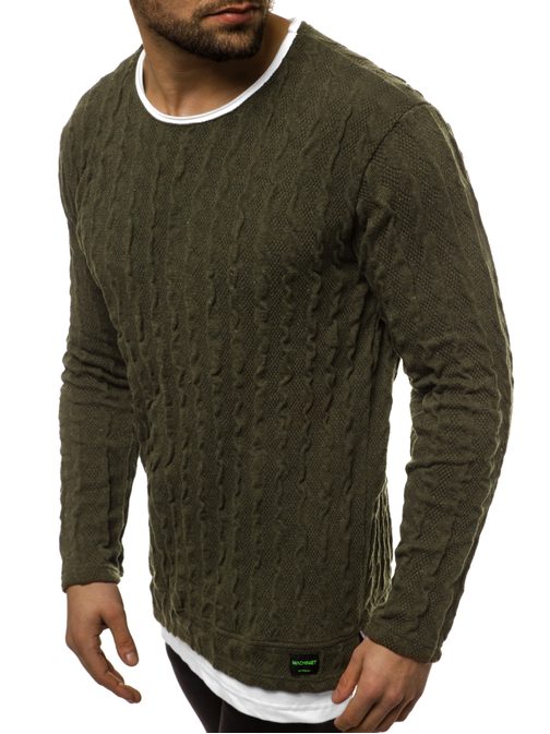 Trendy khaki pánsky sveter MACH/2137