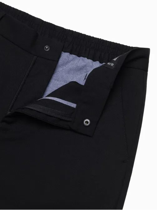 Trendy čierne chinos nohavice s elastickým pásom V4 PACP-0157