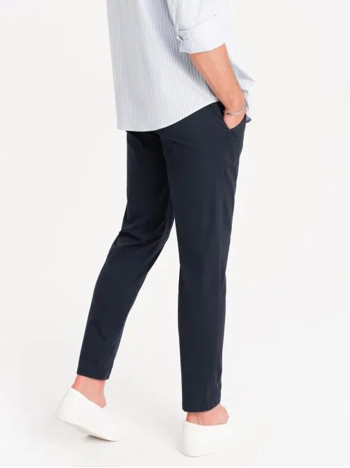 Tmavo modré chinos nohavice s ozdobným pásom V2 PACP-0118