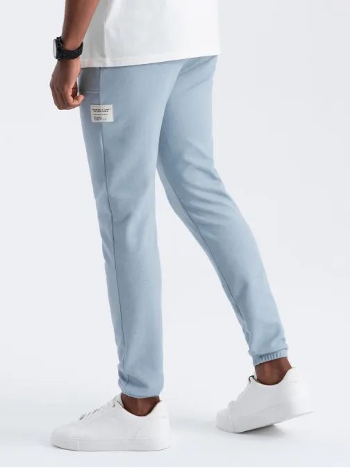 Trendy svetlo modré pletené tepláky V4 PASK-0211