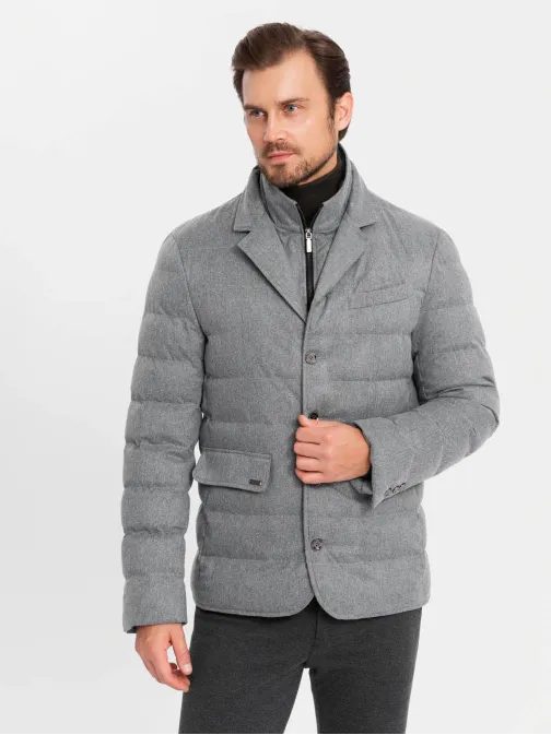 Jedinečná melírovaná šedá bunda  V1 JALP-0170