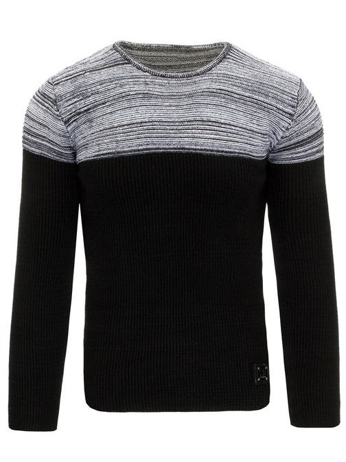 Moderný pánsky sveter v čierno - šedej farbe